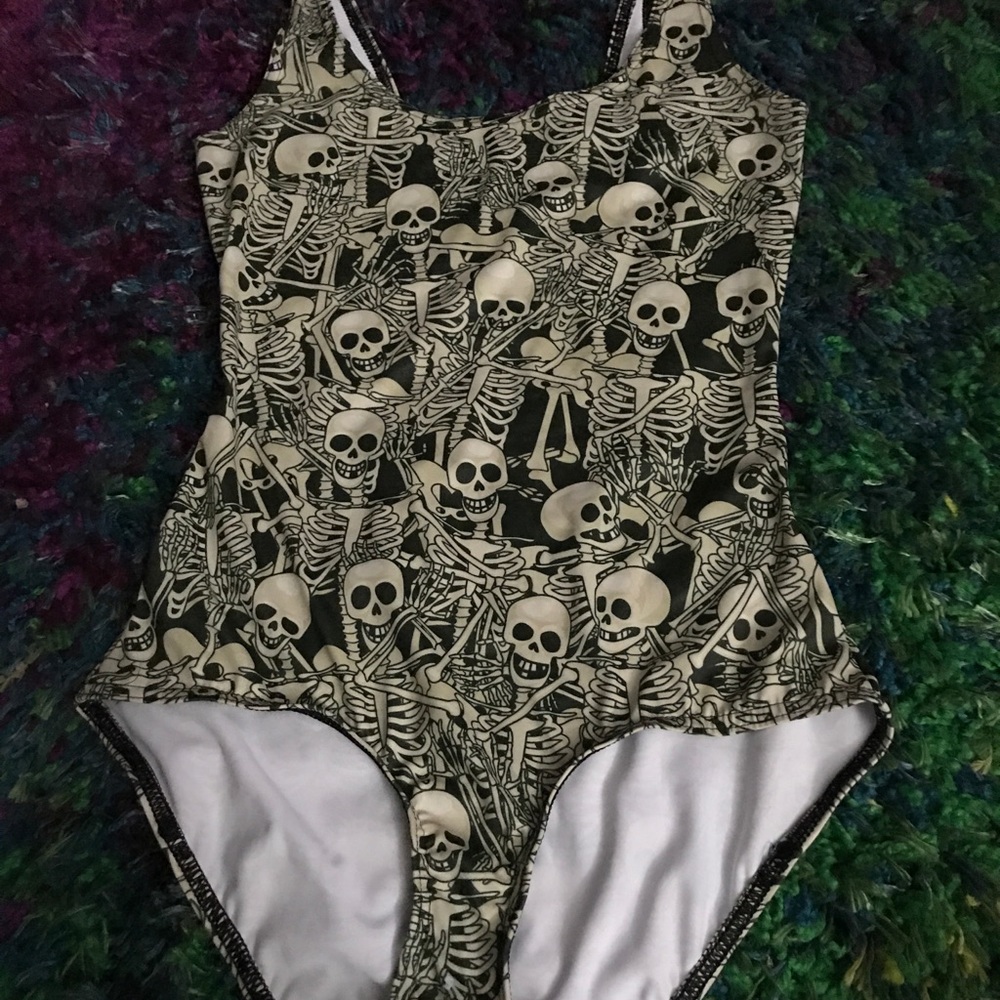 Black Milk Clothing Funny Bones Swim Bodysuit